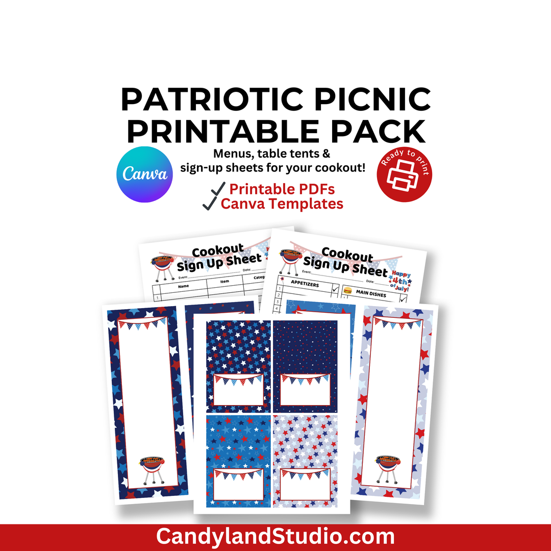 Patriotic Picnic Pack – 4th of July Cookout Planner | Editable Canva Templates & PDF