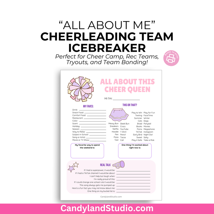 Cheerleading Icebreaker – Team Bonding Activity Printable for Cheer Camp