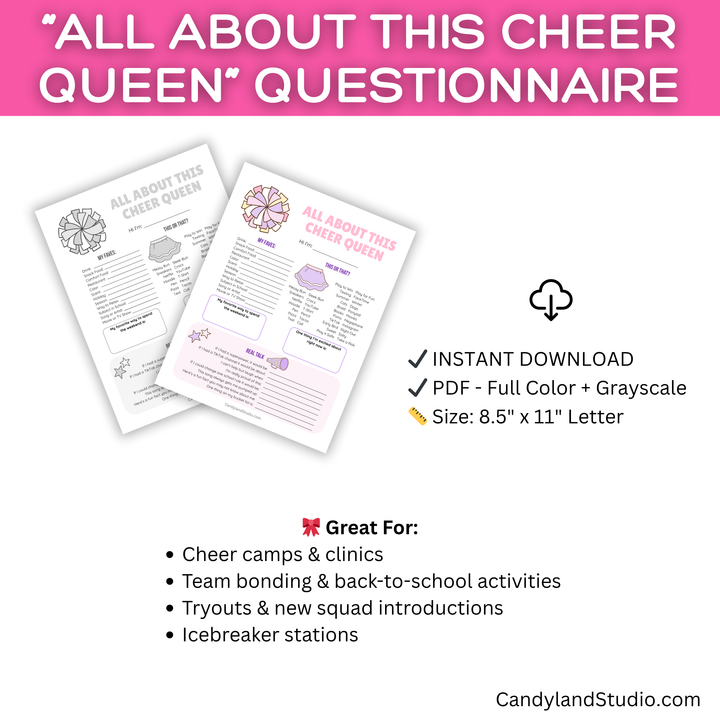 Cheerleading Icebreaker – Team Bonding Activity Printable for Cheer Camp