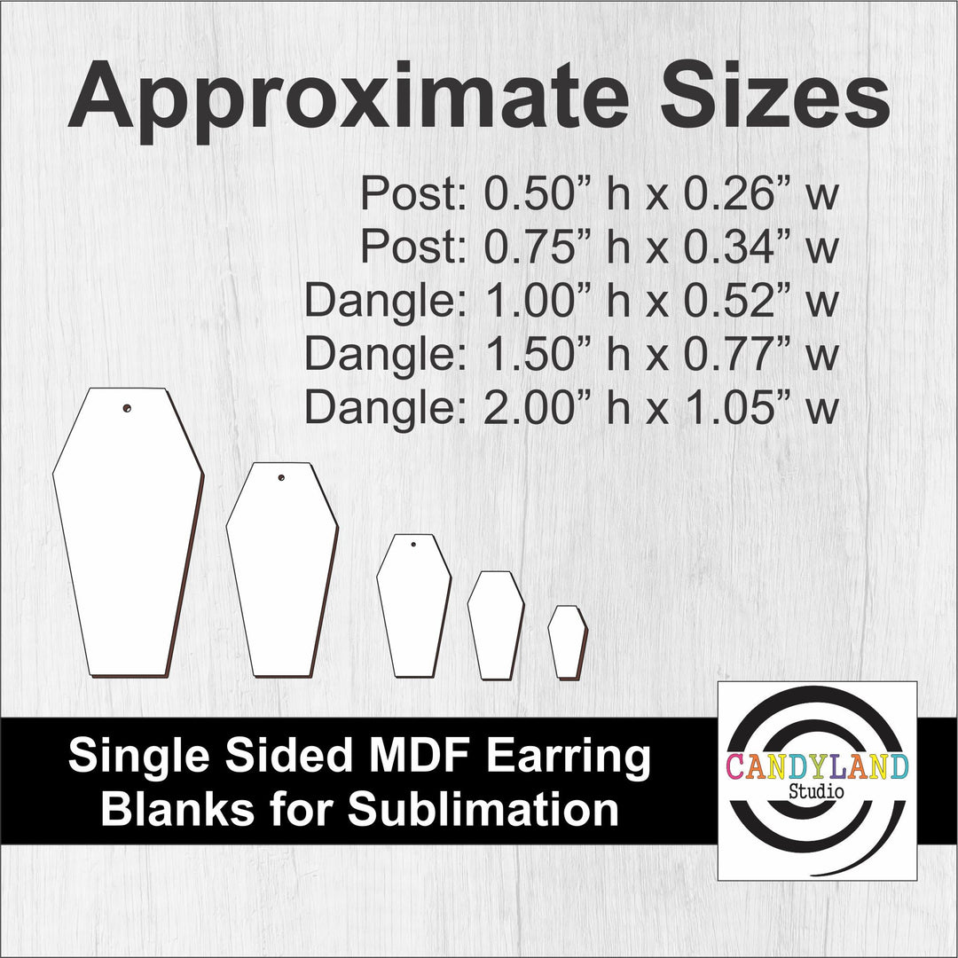 Coffin Earring Blanks - Single Sided MDF