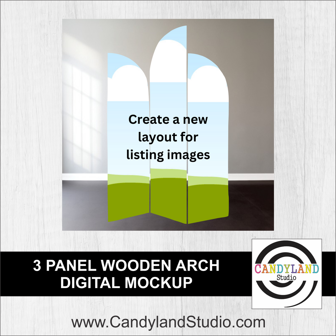 3 Panel Wooden Arch Mockup for Canva DIGITAL FILE