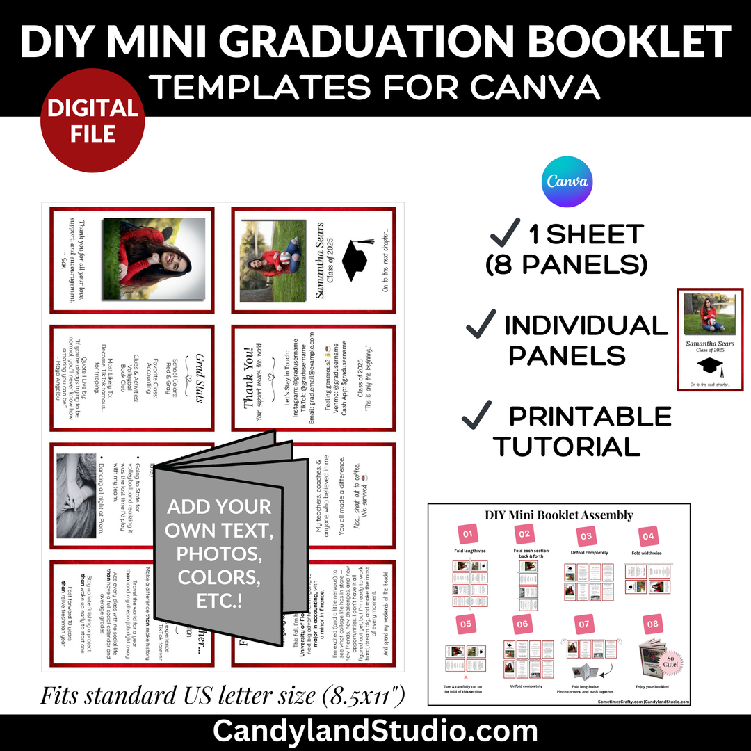 DIY Mini Graduation Party Keepsake Booklet Template for Canva