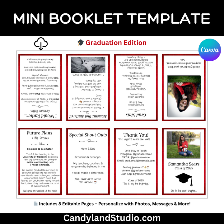 DIY Mini Graduation Party Keepsake Booklet Template for Canva