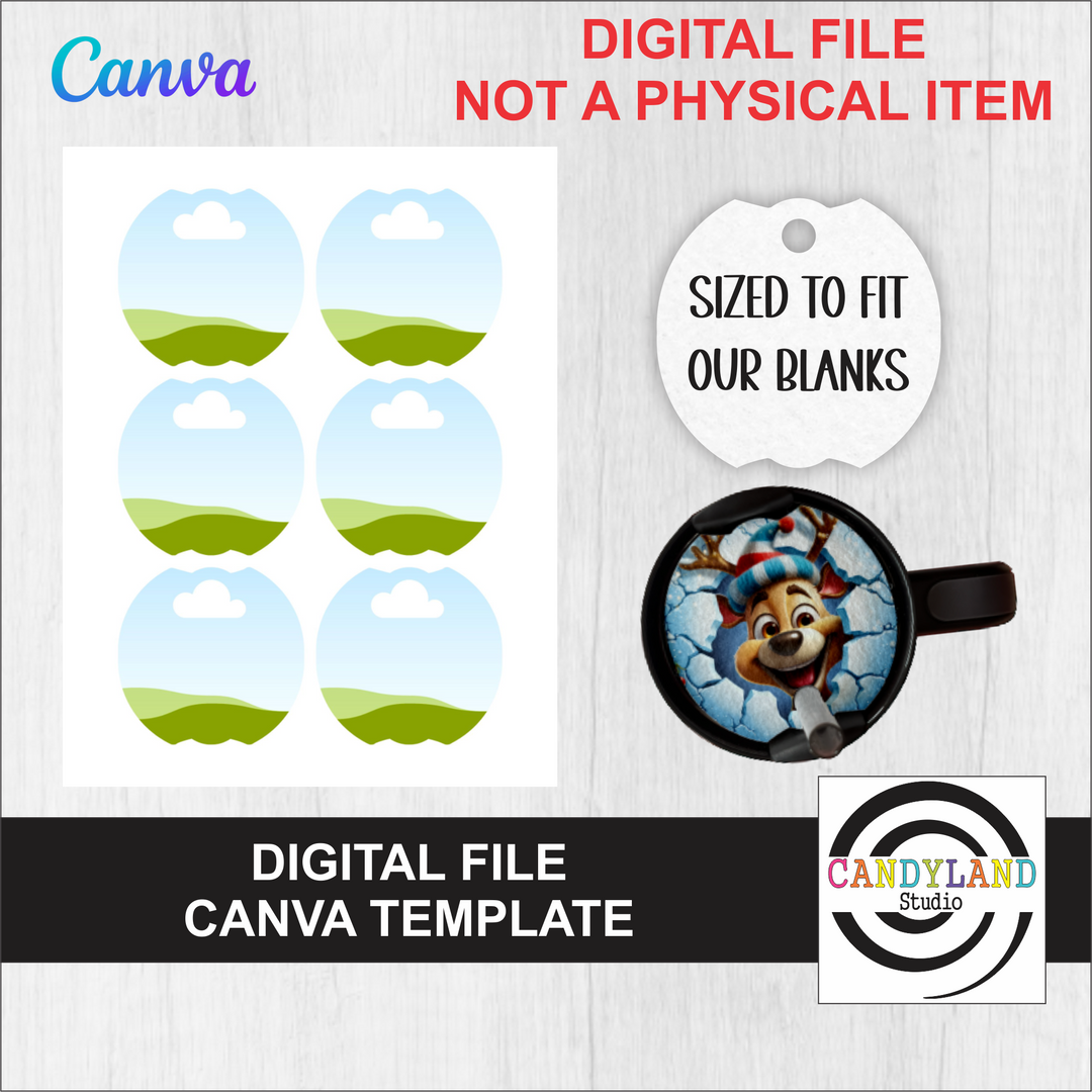 Round Canva Template DIGITAL FILE for 20/30oz 40oz Tumbler Name Tag Lid Topper