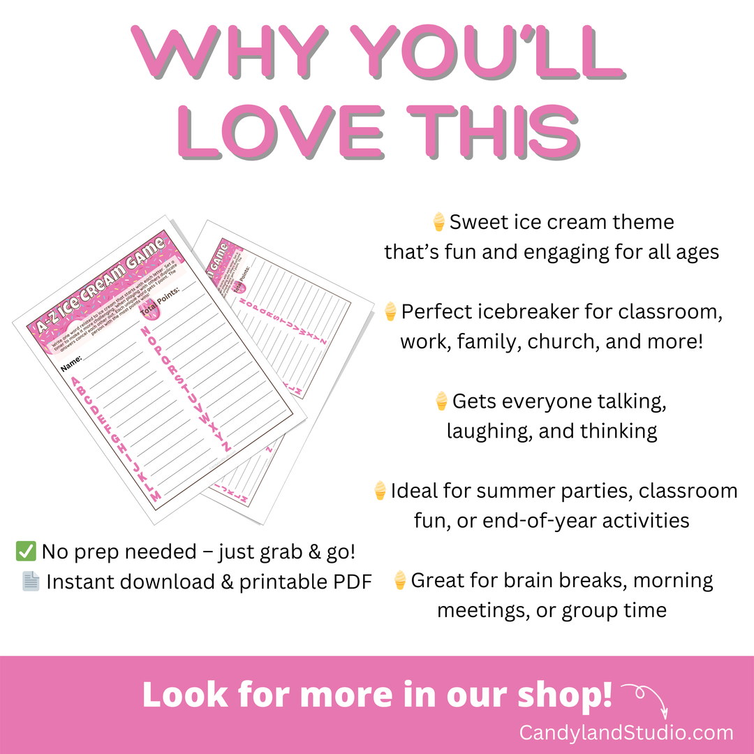 Ice Cream Word Game – Alphabet Printable for Kids & Family Fun Night