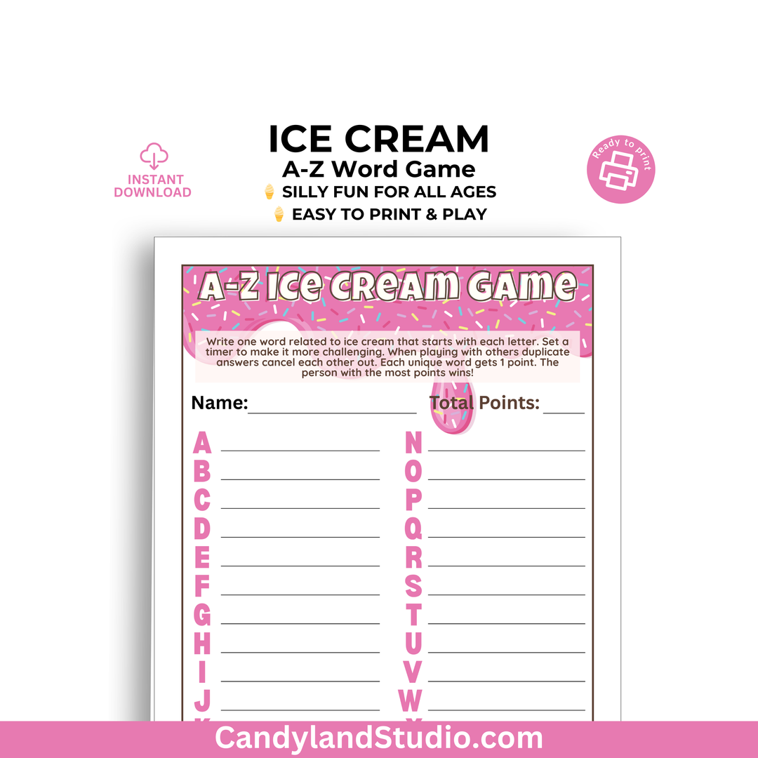 Ice Cream Word Game – Alphabet Printable for Kids & Family Fun Night
