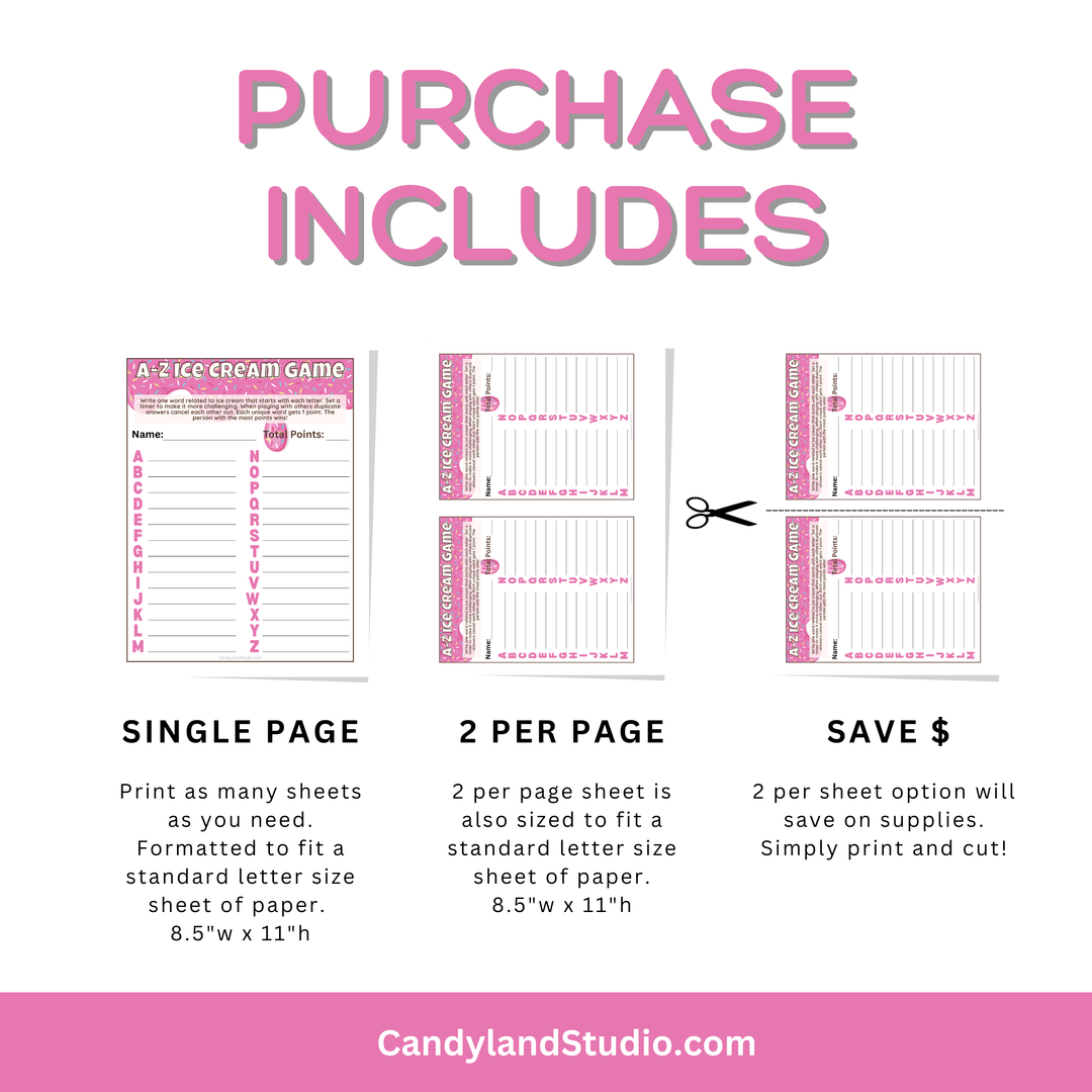 Ice Cream Word Game – Alphabet Printable for Kids & Family Fun Night