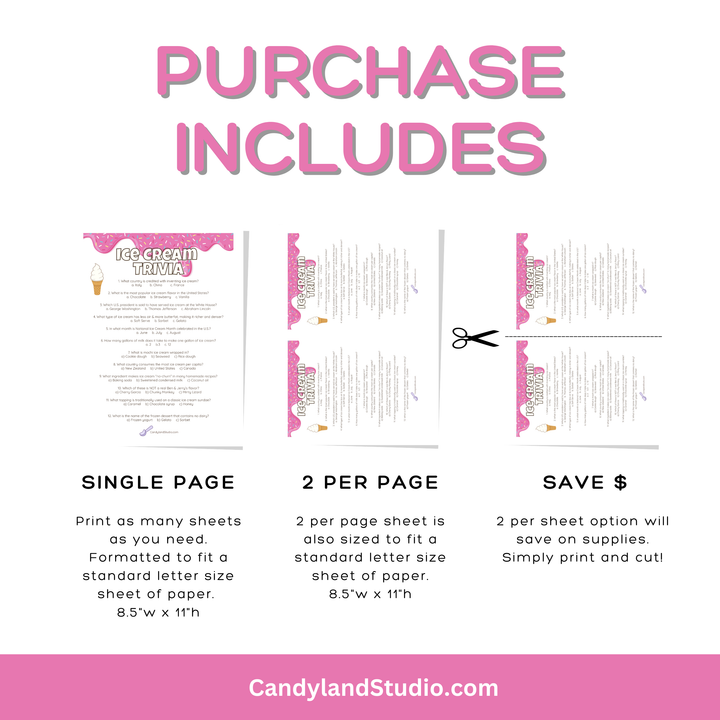 Ice Cream Trivia Game - Printable Summer Party Quiz | Instant Download PDF