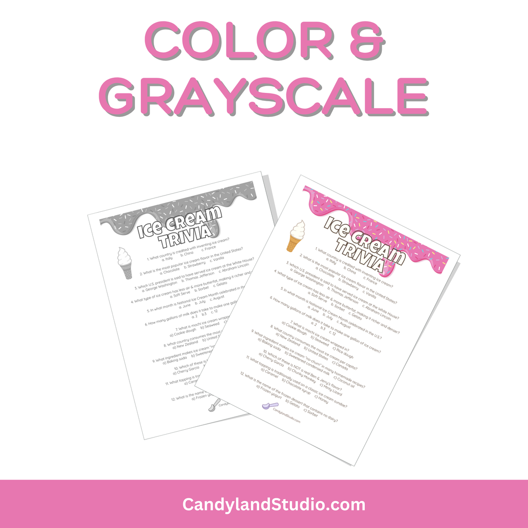 Ice Cream Trivia Game - Printable Summer Party Quiz | Instant Download PDF