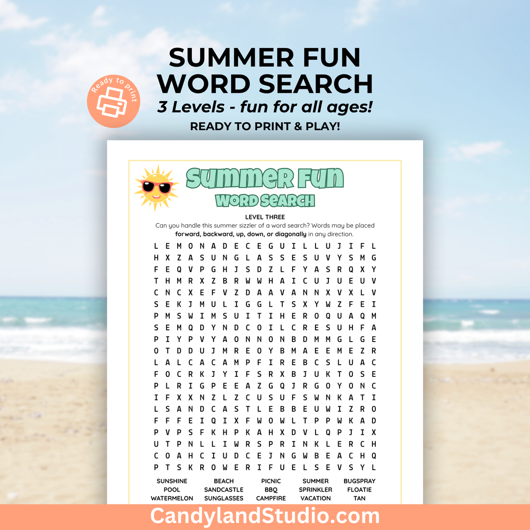 Summer Word Search Printable Puzzle Game – Fun Educational Camp Activity