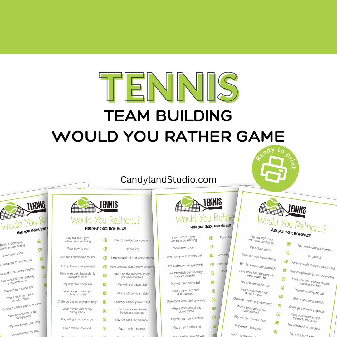 Tennis Team Game - Printable PDF Would You Rather Questions for Team Building