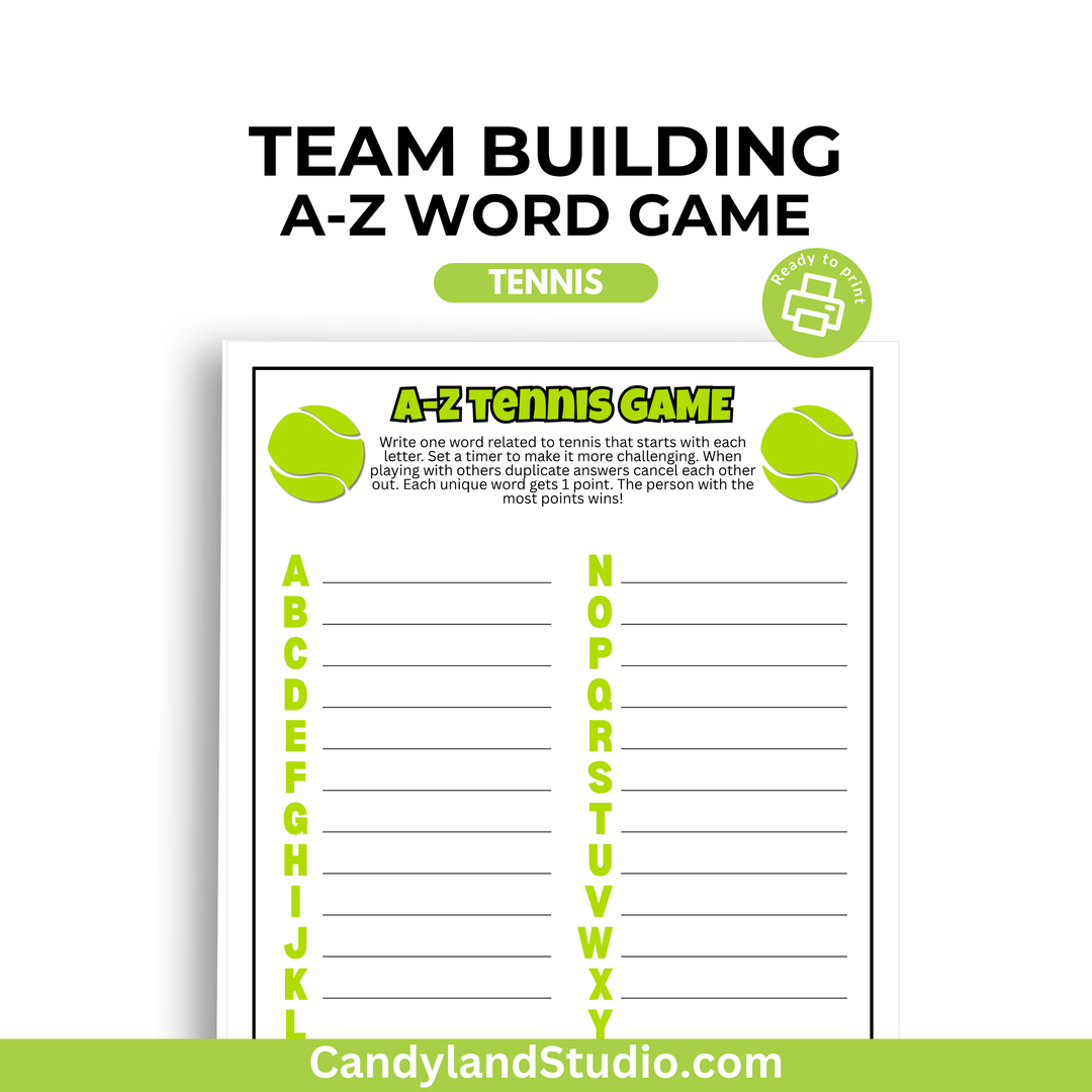 Tennis Word Game - Printable Tennis Team Activity for Travel & Practice Fun