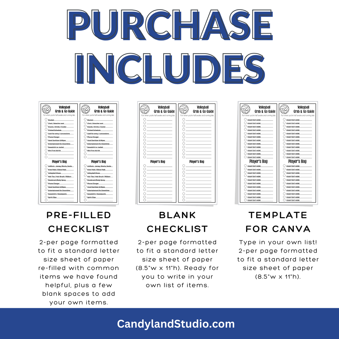 Volleyball Game Checklist - Printable Tournament Packing List & Gear Organizer