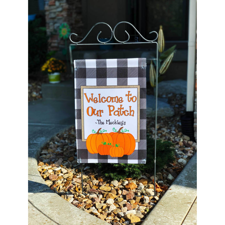 Buffalo Plaid Burlap Pumpkin Garden Flag