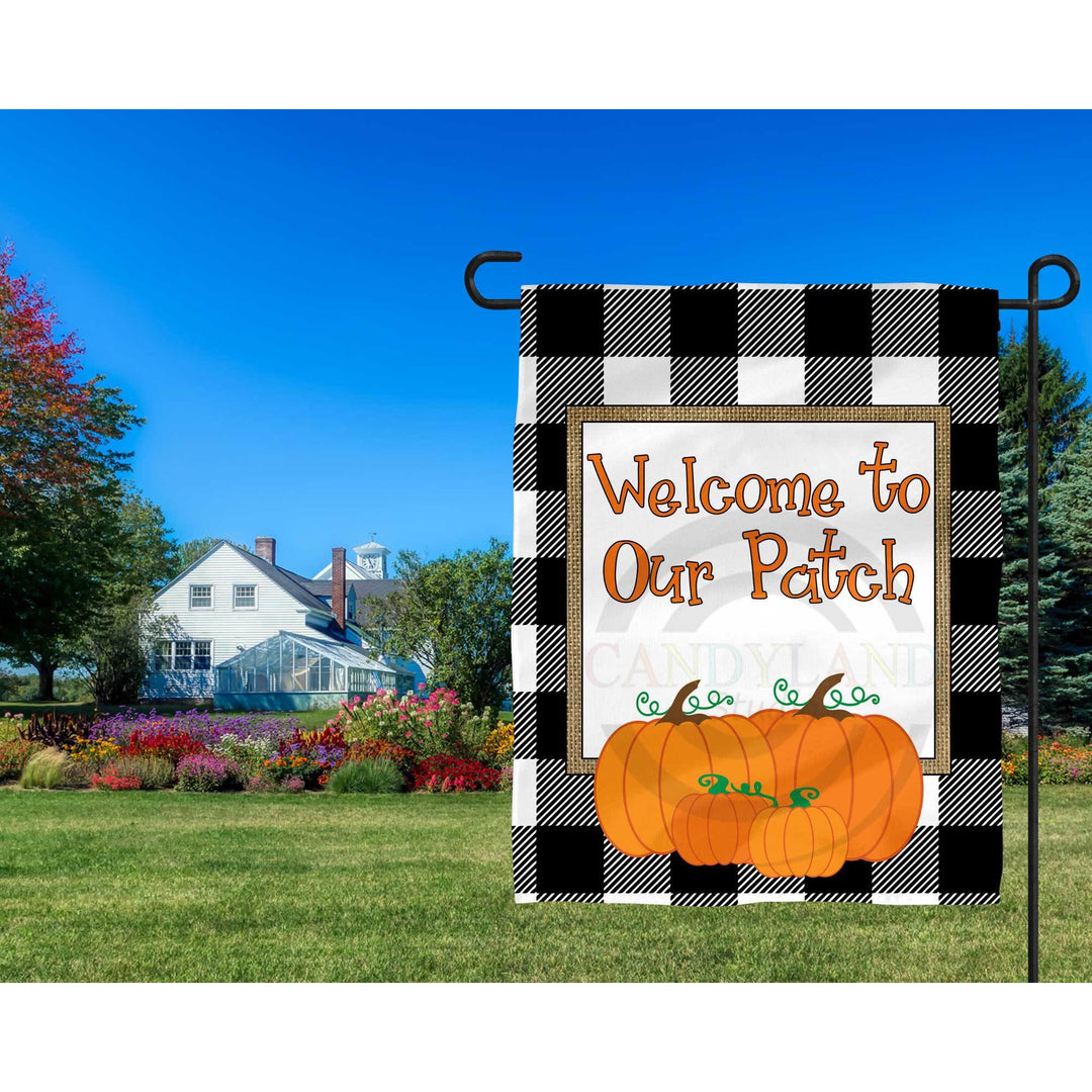 Buffalo Plaid Burlap Pumpkin Garden Flag