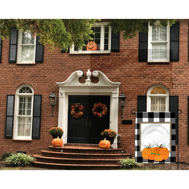 Buffalo Plaid Burlap Pumpkin Garden Flag