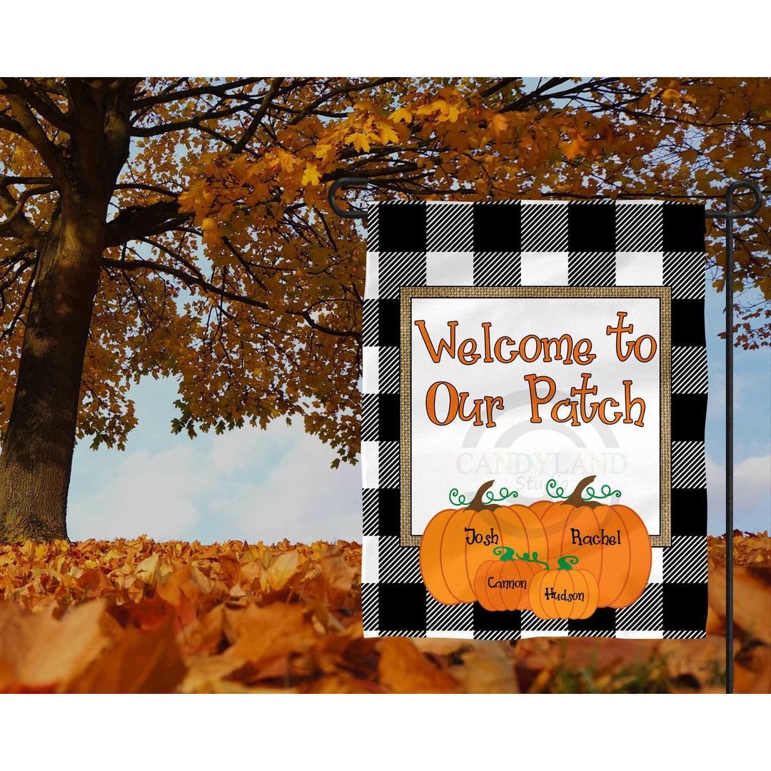 Buffalo Plaid Burlap Pumpkin Garden Flag