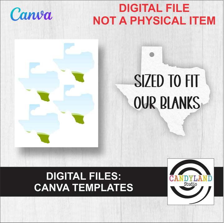 Texas State Shape Template for Canva DIGITAL FILE for Felt Air Freshener Sublimation Blanks