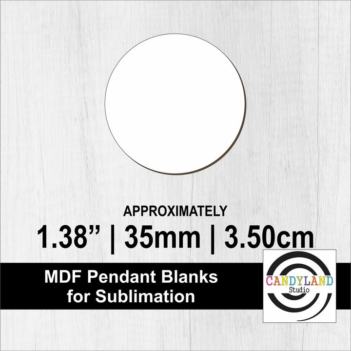 1.38" | 35mm | 3.5cm Round Circle Single Sided MDF Sublimation Pendant Blanks