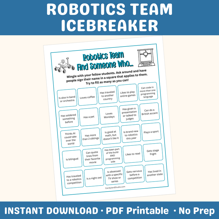 Robotics Club "Find Someone Who" Team Icebreaker