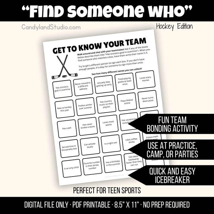Hockey Team "Find Someone Who" Activity