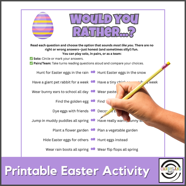 Easter Would You Rather Printable Spring Activity