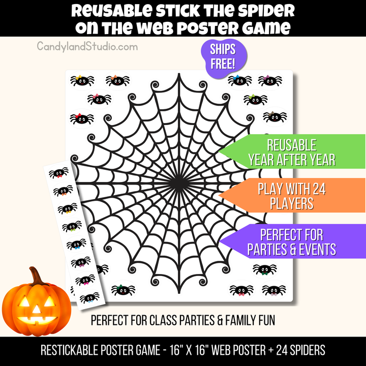 Reusable Halloween Spider Web Party Game