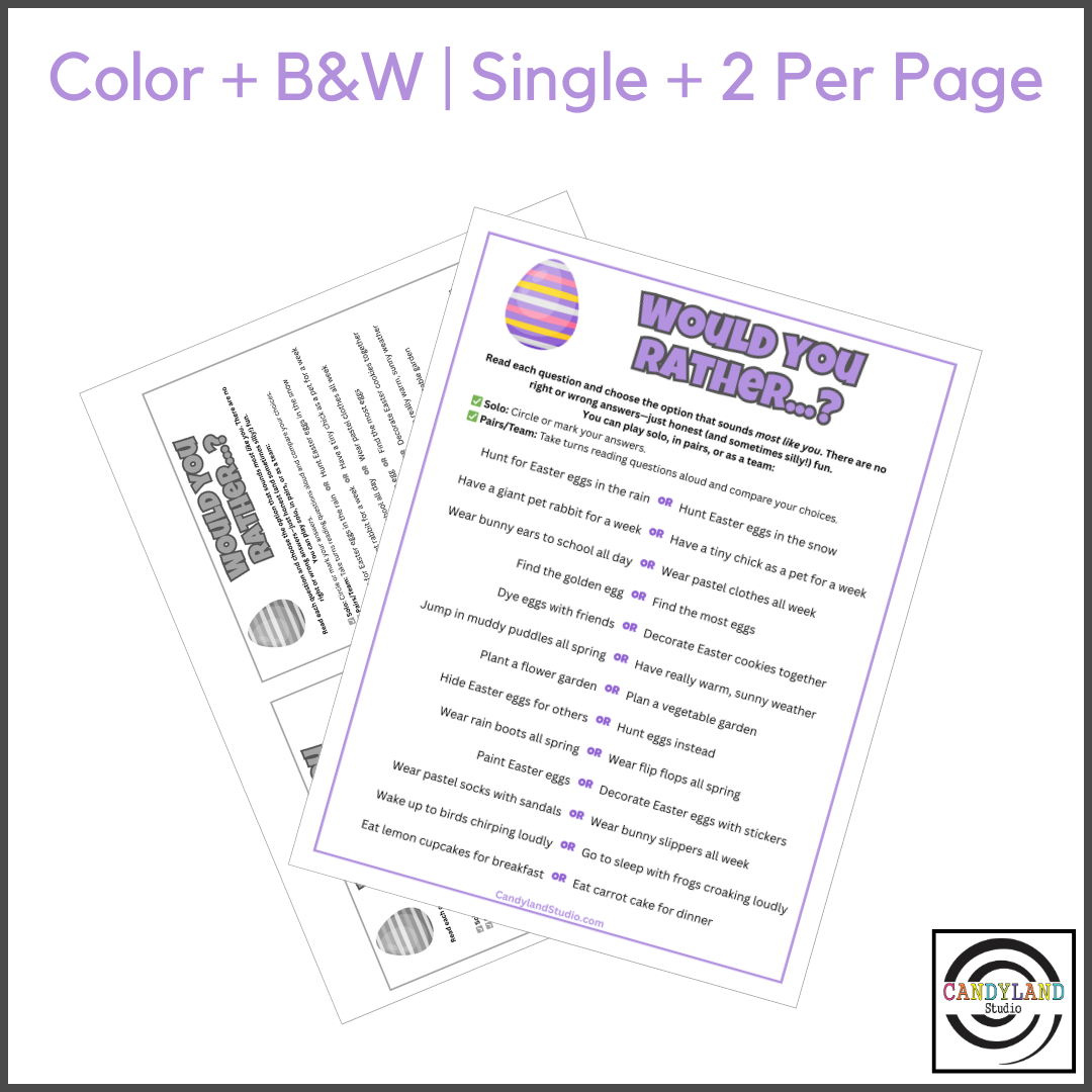 Easter Would You Rather Printable Spring Activity