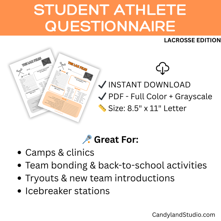 Lacrosse Team Printable | LAX Team Building Icebreaker PDF