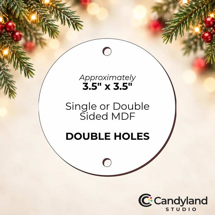 3.5 Inch Round Circle Double Hole Sublimation Ornament Blanks