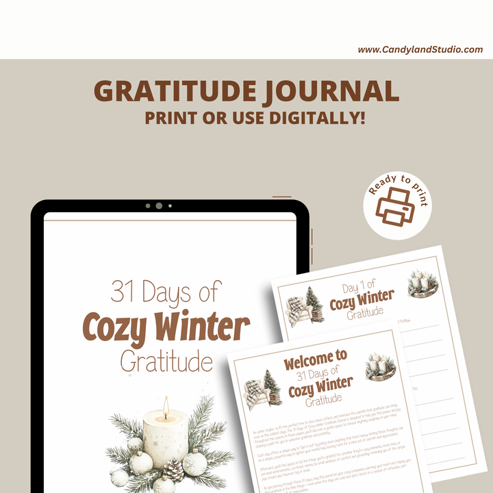 Cozy Winter Gratitude Journal - 31 Day Challenge PDF Printable