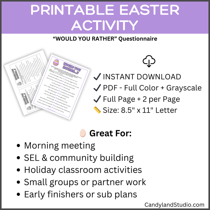 Easter Would You Rather Printable Spring Activity