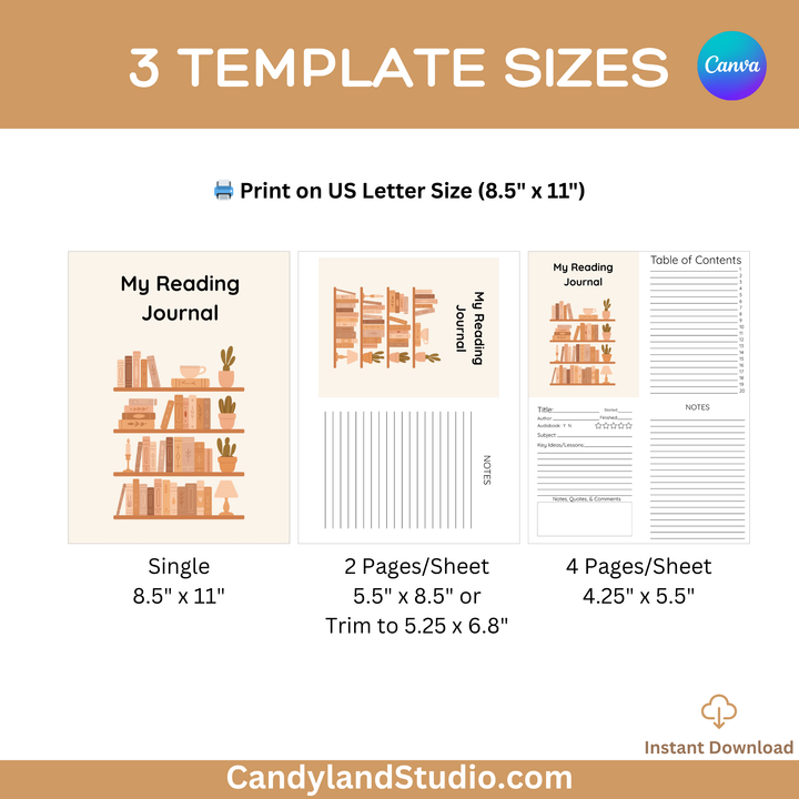 Minimalist Book Review Journal Canva Template