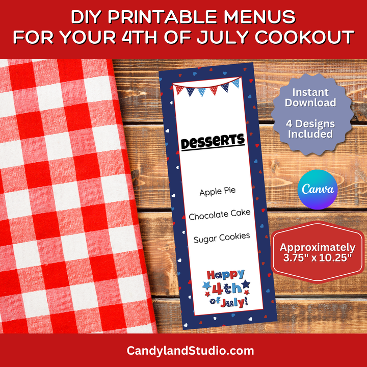 Patriotic Picnic Pack for 4th of July Cookout - PDF + Canva Template