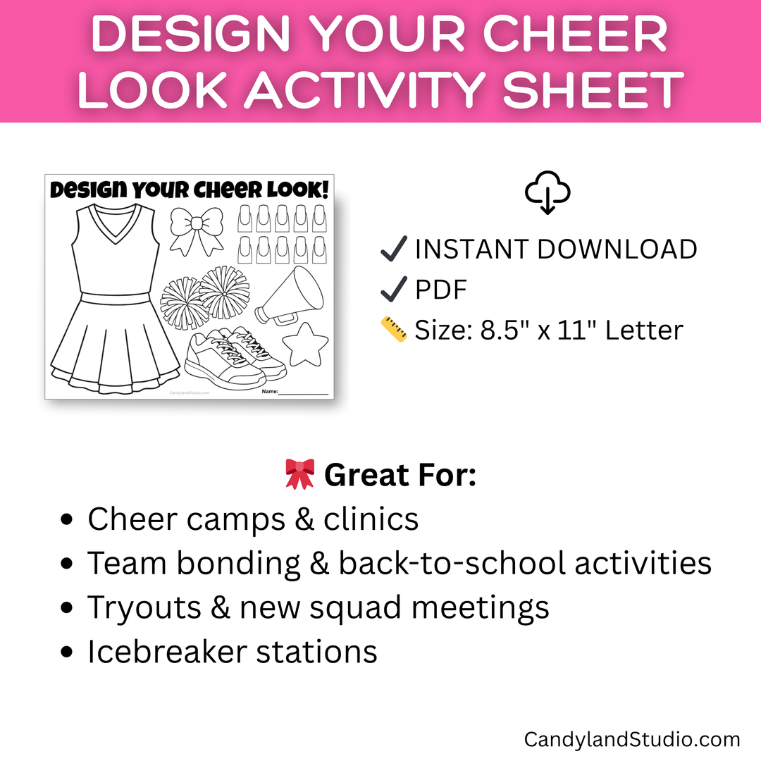Printable Cheerleading Activity Sheet – Design Your Own Cheer Look!