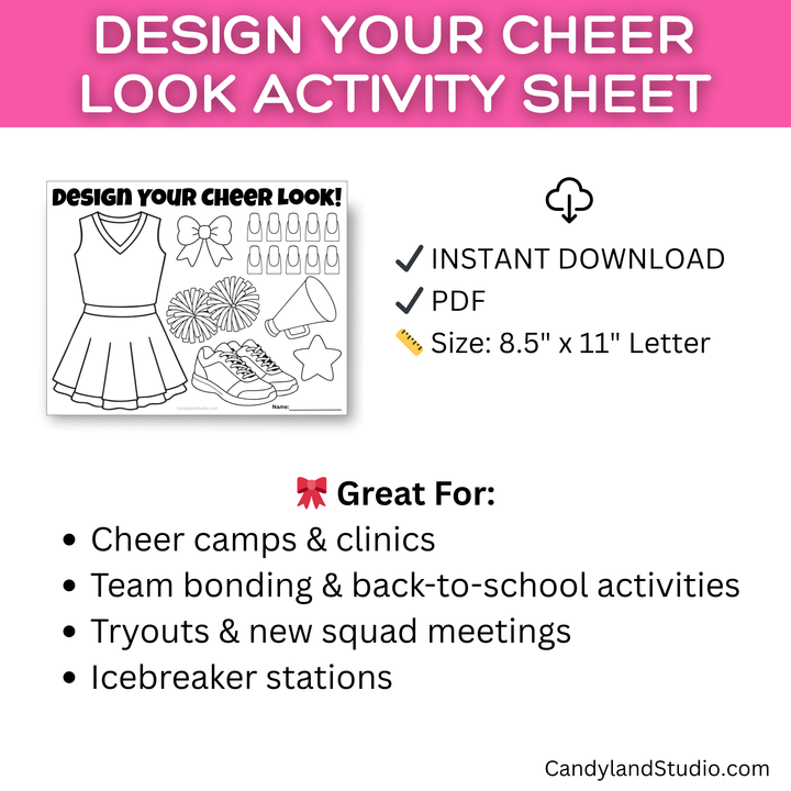 Printable Cheerleading Activity Sheet – Design Your Own Cheer Look!