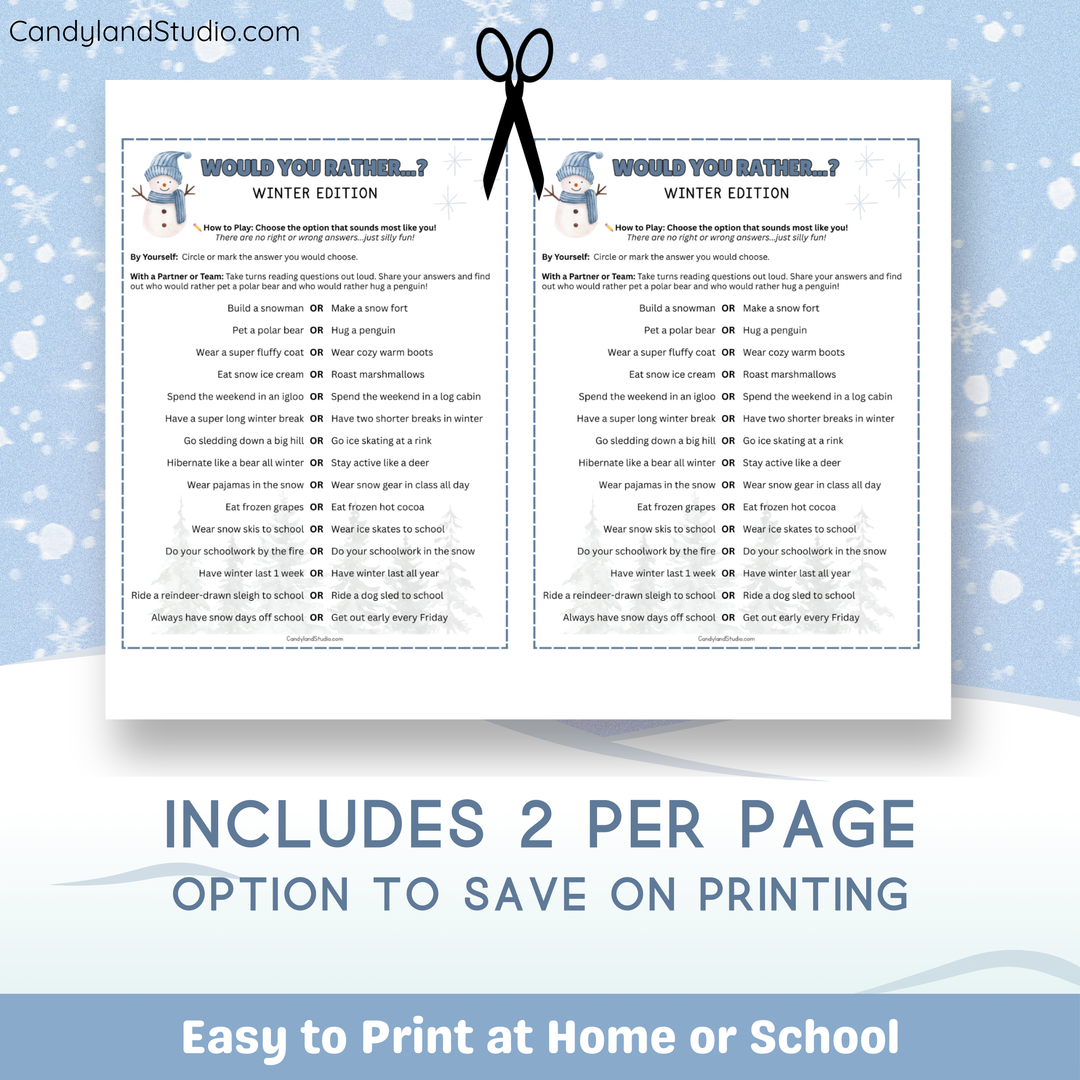 Winter Would You Rather Icebreaker Activity Printable