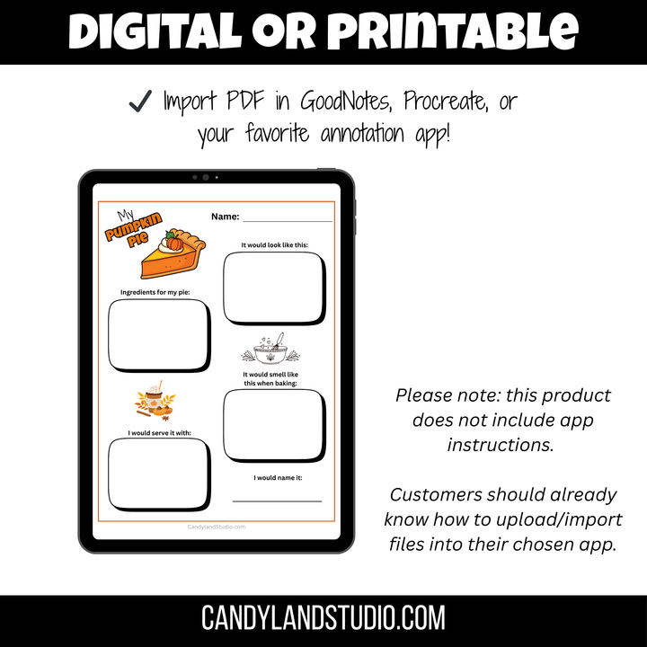 Pumpkin Pie Writing Activities (PreK–4) | Fall & Thanksgiving Printables