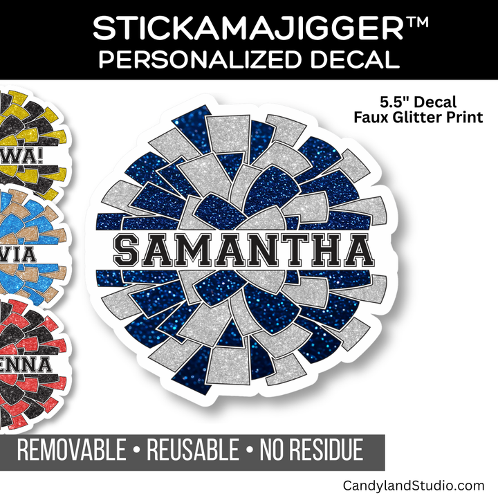 Personalized Cheerleading Squad Dance Team Pom Poms Locker Decal