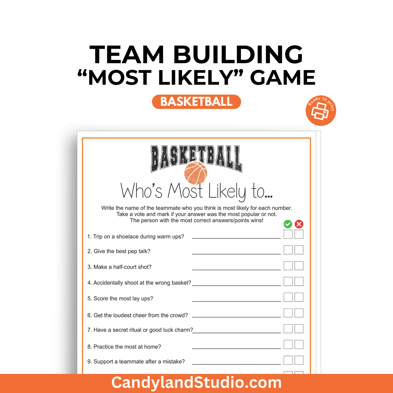 a basketball game with the words team building most likely game