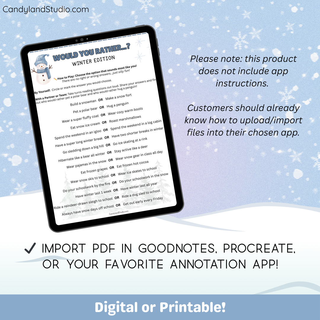 Winter Would You Rather Icebreaker Activity Printable