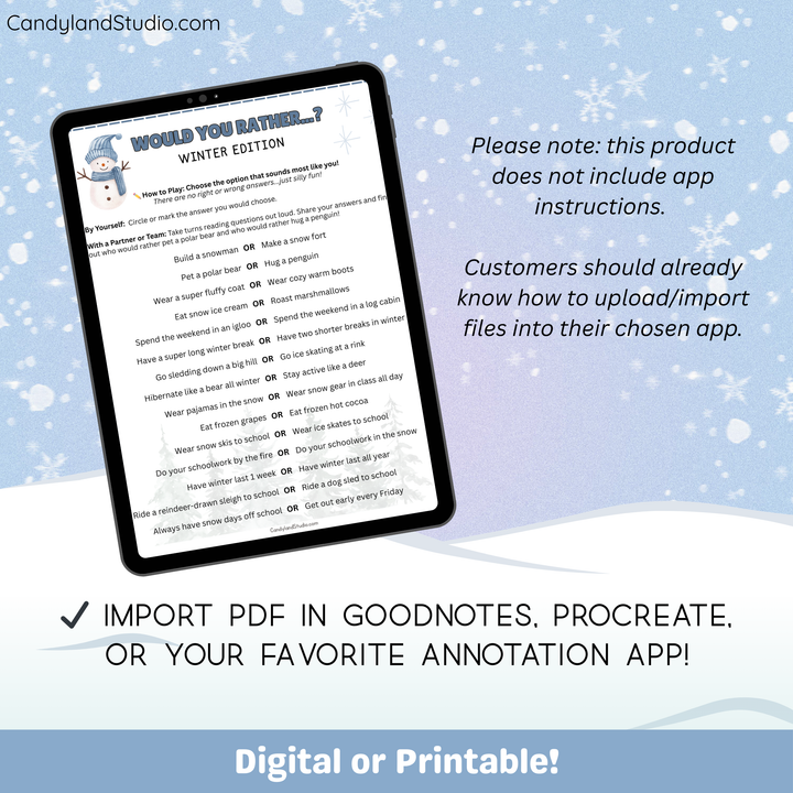 Winter Would You Rather Icebreaker Activity Printable