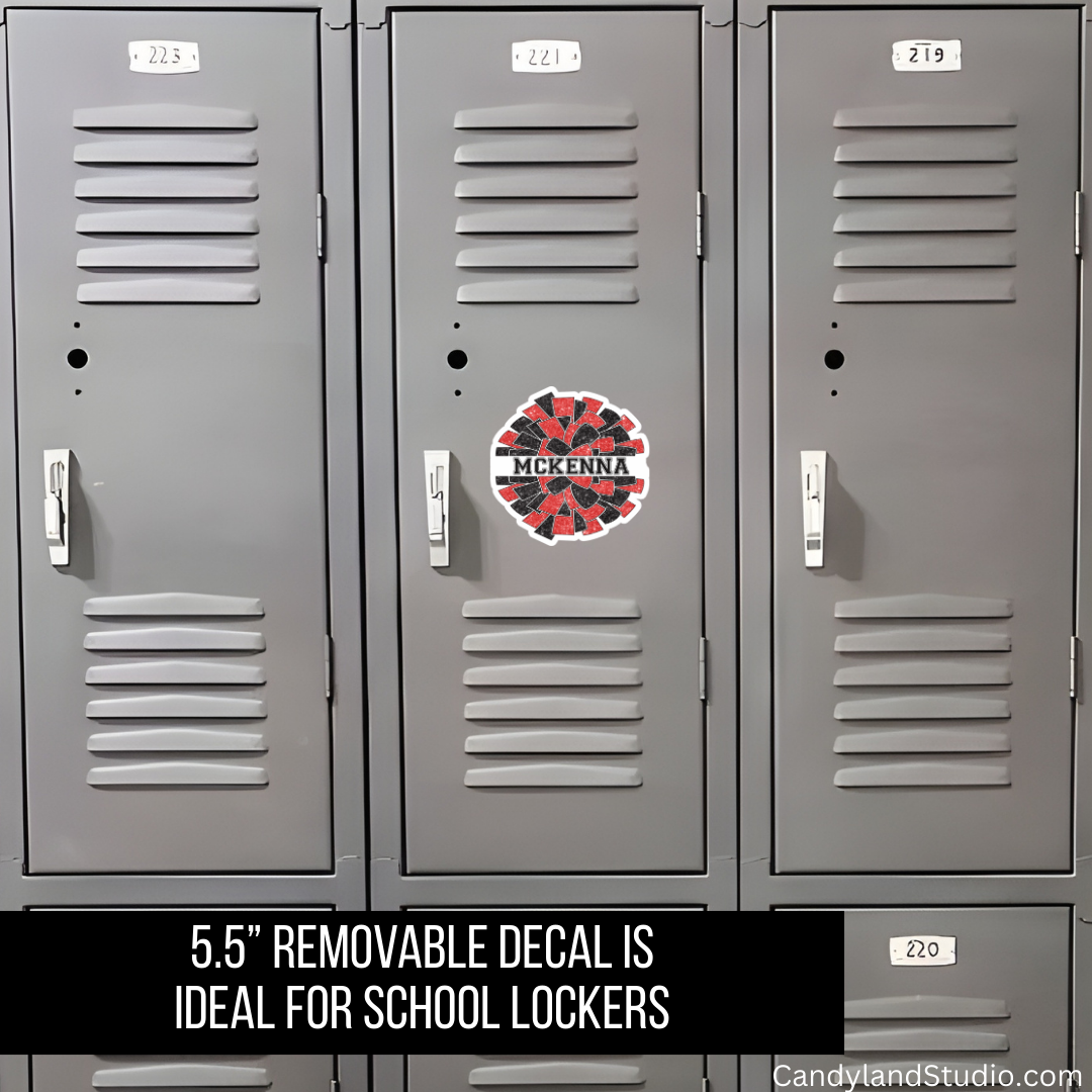Personalized Cheerleading Squad Dance Team Pom Poms Locker Decal