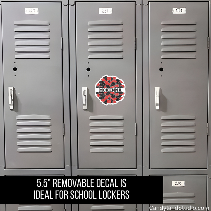 Personalized Cheerleading Squad Dance Team Pom Poms Locker Decal