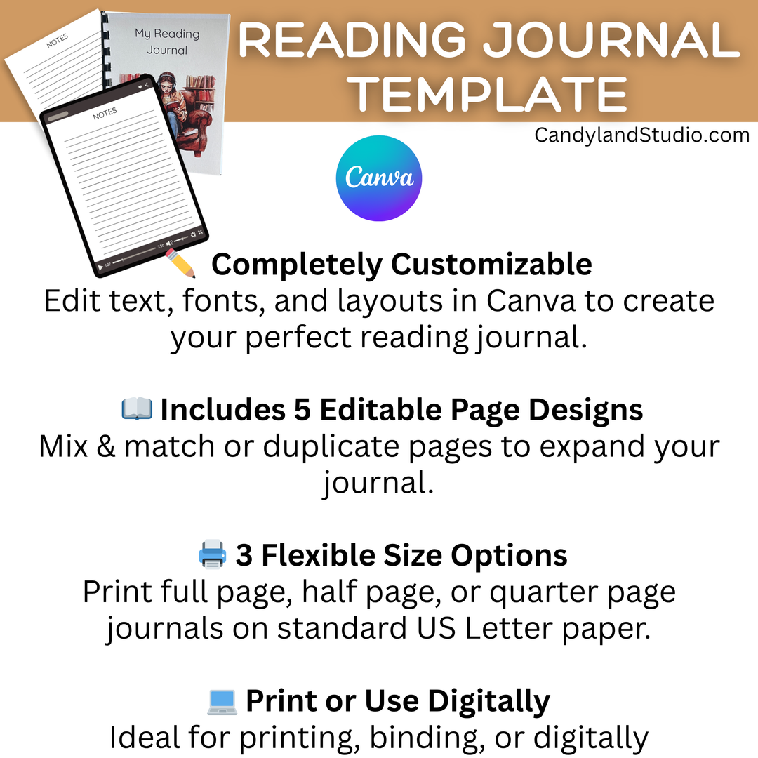 Minimalist Book Review Journal Canva Template