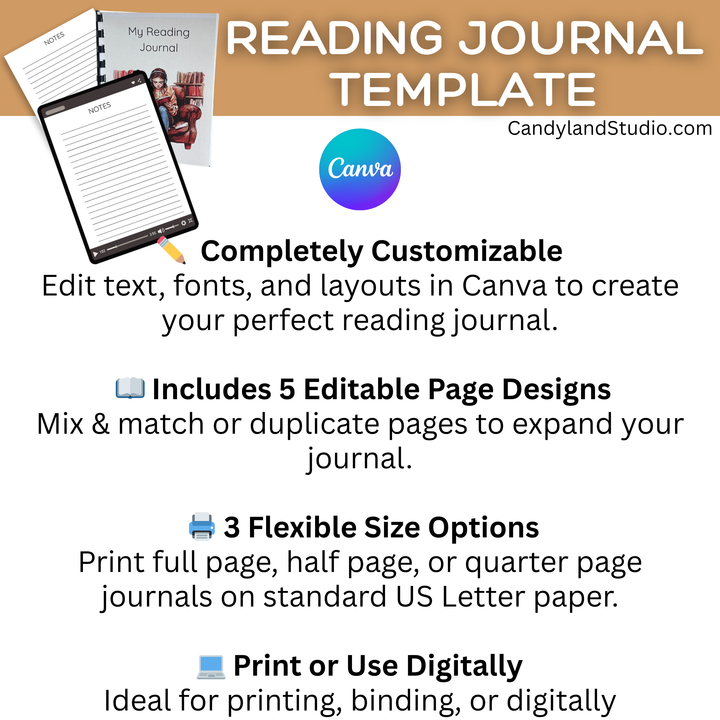 Minimalist Book Review Journal Canva Template