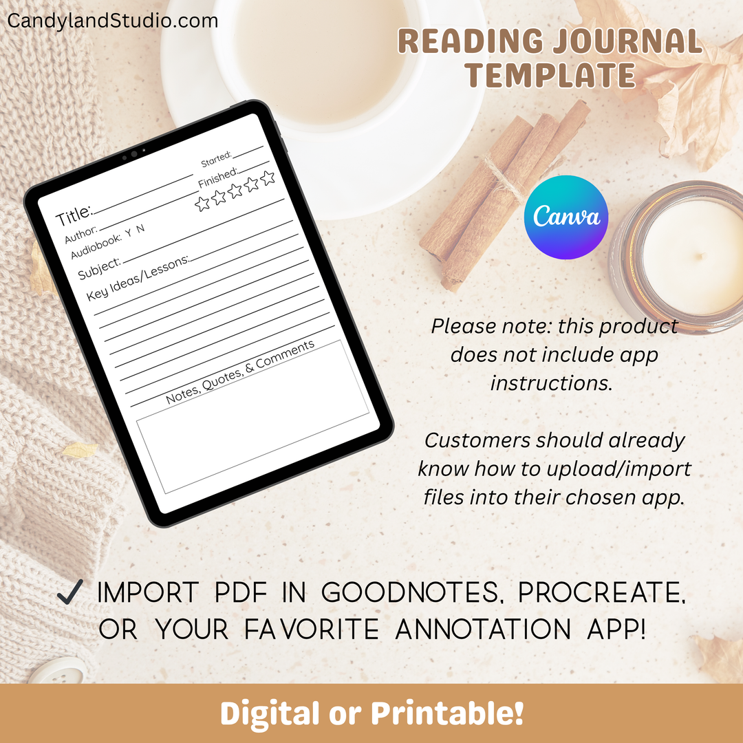 Minimalist Book Review Journal Canva Template