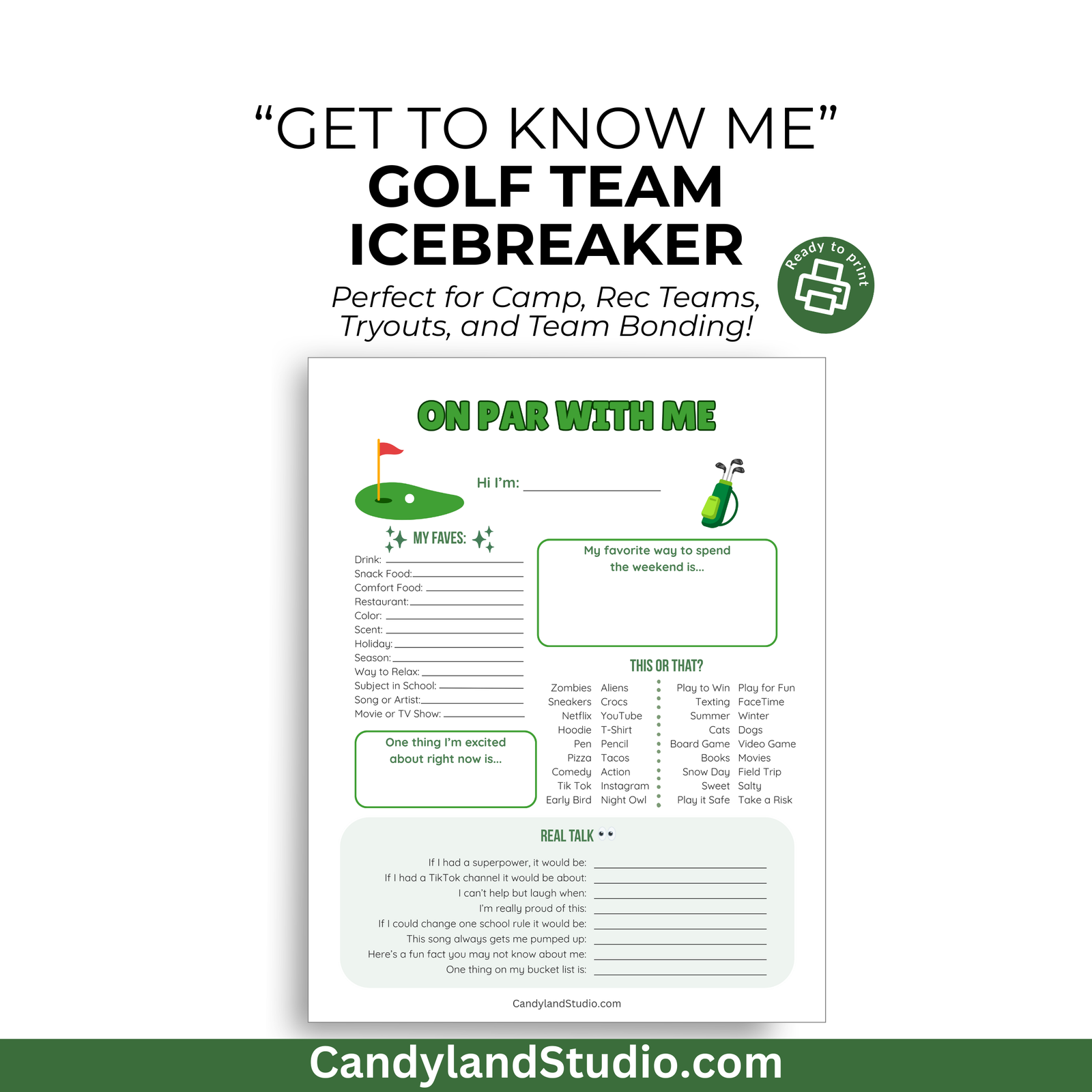 a flyer for a golf team