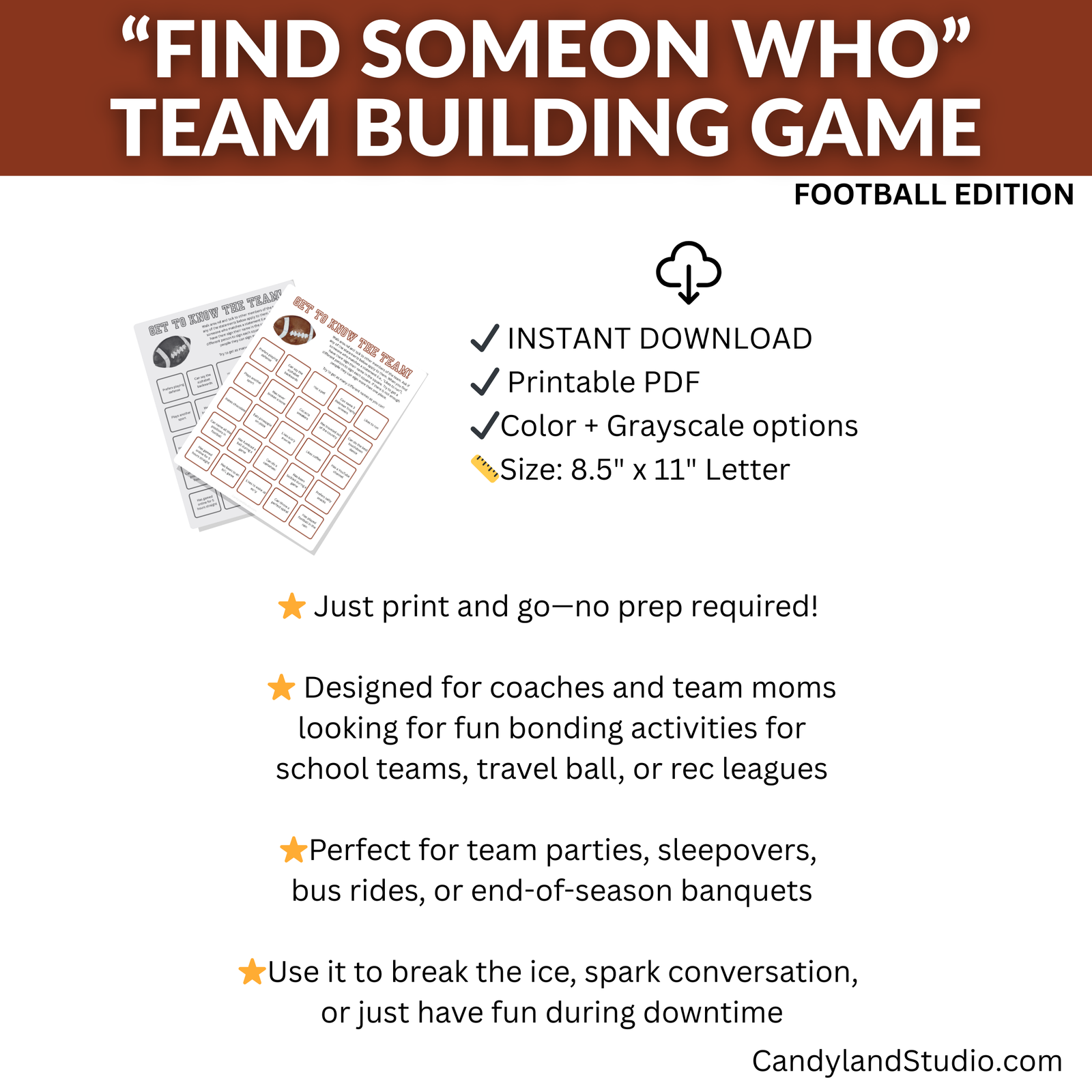 a flyer for a team building game