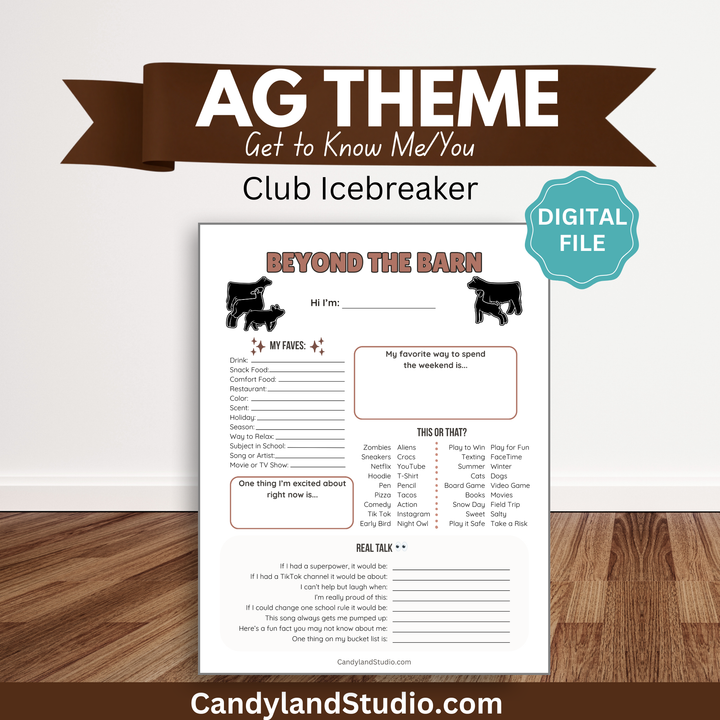 Agriculture Club Get to Know You Worksheet | Student Icebreaker Activity PDF